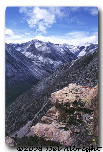 Lundy Canyon rocks and snowy mountains